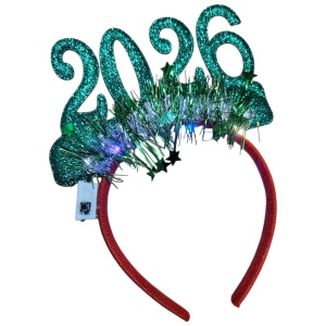 Bentiță An Nou 2026 cu Lumină LED Multicoloră – 22 cm, model festiv - verde - Img 2