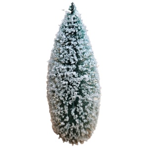 Brad Artificial cu Zăpadă – 30 cm, cu suport din buturugă de lemn - Img 2