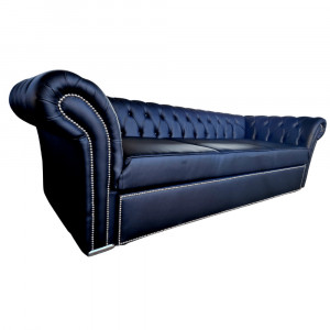 Canapea Extensibila Chesterfield, 250x100x75cm, 3 locuri, Cayenne 1114 Black, Glasspandoor - Img 3