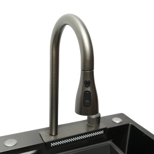 Chiuveta bucatarie multifunctionala din otel inoxidabil cu functie cascada, scurgator, tava, tocator si accesorii incluse, dimensiune 75x46x22cm, DISPK34 - Img 10