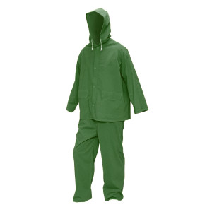 Costum impermeabil M cu gluga si salopeta din poliester si PVC, verde,Cod: BK77436, Breckner Germany