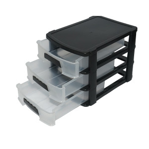 Cutie depozitare plastic cu 3 sertare, neagra 270x192xH198mm, Cod: DISKU17B, BRECKNER GERMANY - Img 4