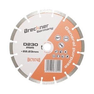 Disc diamantat segmentat 230x22.23mm, segment 10mm pentru caramida, beton, zidarie, boltari, piatra Breckner Germany, BRECKNER GERMANY, BK79748