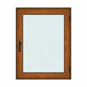 Fereastra 100x130cm, 1 canat, maro, stejar auriu, dreapta si rabatare, Klass, 7cm, 6 camere, 2 garnituri