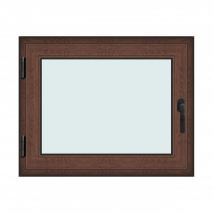 Fereastra 100x80cm, 1 canat, maro, nuc, stanga si rabatare, Klass, 7cm, 6 camere, 2 garnituri - Img 1