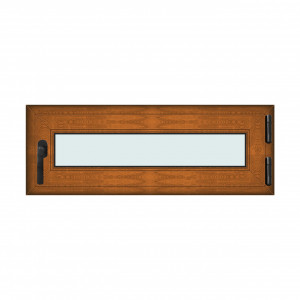 Fereastra 110x40cm, 1 canat, maro, stejar auriu, dreapta si rabatare, Klass, 7cm, 6 camere, 2 garnituri - Img 1