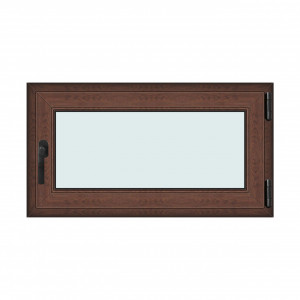 Fereastra 110x60cm, 1 canat, maro, nuc, dreapta si rabatare, Klass, 7cm, 6 camere, 2 garnituri - Img 1