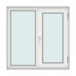 Fereastra 120x120cm, 2 canate, alb, dreapta si rabatare, Klass, 7cm, 6 camere, 2 garnituri