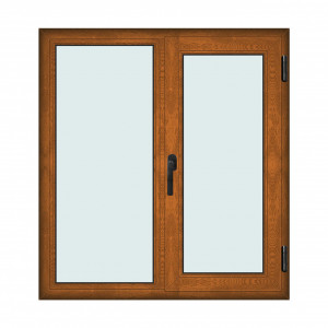Fereastra 120x130cm, 2 canate, maro, stejar auriu, dreapta si rabatare, Klass, 7cm, 6 camere, 2 garnituri - Img 1