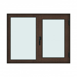 Fereastra 140x110cm, 2 canate, wenge (tabac), dreapta si rabatare, Klass, 7cm, 6 camere, 2 garnituri - Img 1