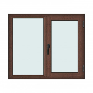 Fereastra 140x120cm, 2 canate, maro, nuc, dreapta si rabatare, Klass, 7cm, 6 camere, 2 garnituri - Img 1