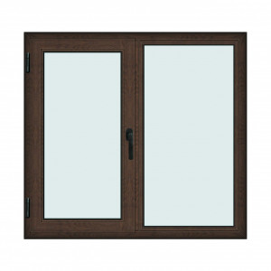 Fereastra 140x130cm, 2 canate, wenge (tabac), stanga si rabatare, Klass, 7cm, 6 camere, 2 garnituri - Img 1