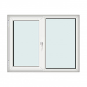 Fereastra 150x120cm, 2 canate, alb, stanga si rabatare, Klass, 7cm, 6 camere, 2 garnituri