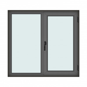Fereastra 150x140cm, 2 canate, antracit, dreapta si rabatare, Klass, 7cm, 6 camere, 2 garnituri