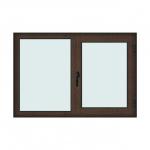 Fereastra 160x110cm, 2 canate, wenge (tabac), dreapta si rabatare, Klass, 7cm, 6 camere, 2 garnituri - Img 1