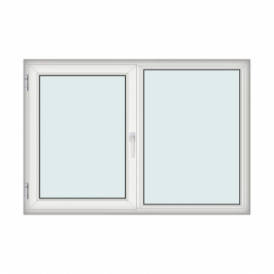 Fereastra 175x120cm, 2 canate, alb, stanga si rabatare, Klass, 7cm, 6 camere, 2 garnituri