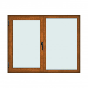 Fereastra 175x140cm, 2 canate, maro, stejar auriu, stanga si rabatare, Klass, 7cm, 6 camere, 2 garnituri