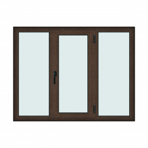 Fereastra 180x140cm, 3 canate, wenge (tabac), dreapta si rabatare, Klass, 7cm, 6 camere, 2 garnituri - Img 1