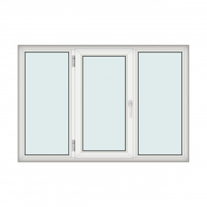 Fereastra 190x130cm, 3 canate, alb, stanga si rabatare, Klass, 7cm, 6 camere, 2 garnituri
