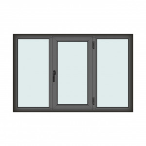 Fereastra 200x130cm, 3 canate, antracit, dreapta si rabatare, Klass, 7cm, 6 camere, 2 garnituri - Img 1