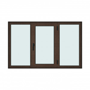 Fereastra 205x130cm, 3 canate, wenge (tabac), dreapta si rabatare, Klass, 7cm, 6 camere, 2 garnituri - Img 1
