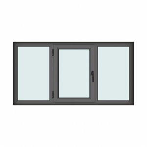 Fereastra 210x110cm, 3 canate, antracit, stanga si rabatare, Klass, 7cm, 6 camere, 2 garnituri - Img 1