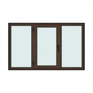 Fereastra 210x130cm, 3 canate, wenge (tabac), stanga si rabatare, Klass, 7cm, 6 camere, 2 garnituri