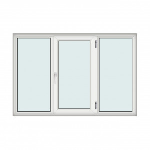 Fereastra 210x140cm, 3 canate, alb, dreapta si rabatare, Klass, 7cm, 6 camere, 2 garnituri - Img 1