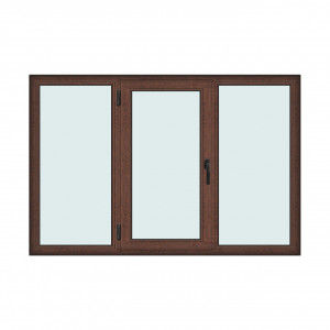 Fereastra 210x140cm, 3 canate, maro, nuc, stanga si rabatare, Klass, 7cm, 6 camere, 2 garnituri