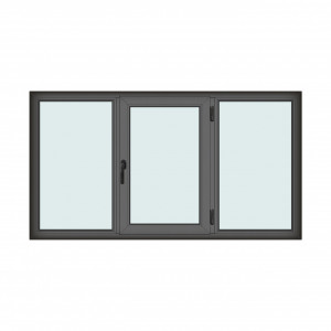 Fereastra 220x120cm, 3 canate, antracit, dreapta si rabatare, Klass, 7cm, 6 camere, 2 garnituri - Img 1