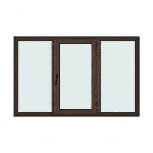 Fereastra 220x140cm, 3 canate, wenge (tabac), dreapta si rabatare, Klass, 7cm, 6 camere, 2 garnituri