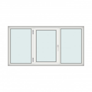 Fereastra 230x120cm, 3 canate, alb, stanga si rabatare, Klass, 7cm, 6 camere, 2 garnituri - Img 1