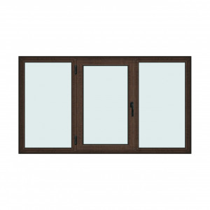 Fereastra 230x130cm, 3 canate, wenge (tabac), stanga si rabatare, Klass, 7cm, 6 camere, 2 garnituri - Img 1