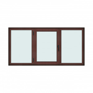 Fereastra 240x120cm, 3 canate, mahon, stanga si rabatare, Klass, 7cm, 6 camere, 2 garnituri - Img 1