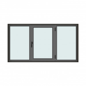 Fereastra 240x130cm, 3 canate, antracit, dreapta si rabatare, Klass, 7cm, 6 camere, 2 garnituri - Img 1