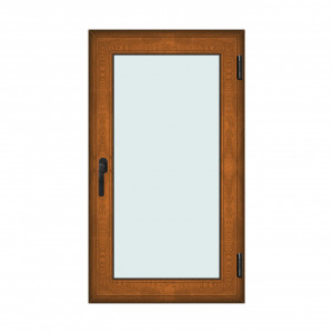 Fereastra 80x140cm, 1 canat, maro, stejar auriu, dreapta si rabatare, Klass, 7cm, 6 camere, 2 garnituri
