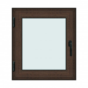 Fereastra 80x90cm, 1 canat, wenge (tabac), stanga si rabatare, Klass, 7cm, 6 camere, 2 garnituri - Img 1