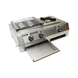 Gratar camping cu grill, 2 arzatoare si 1 zona de gatit, 676x400x185mm, Cod: DISLD01, Breckner Germany - Img 4