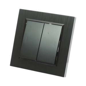 Intrerupator dublu cap scara negru incastrat 220V, 10AX, ABS 80x80mm, DISRP37
