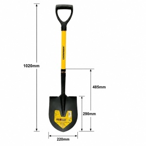Lopata otel cu varf ascutit tip cazma 220x290x1020mm, coada din fibra de sticla si maner D Crownman, BK00406 - Img 2