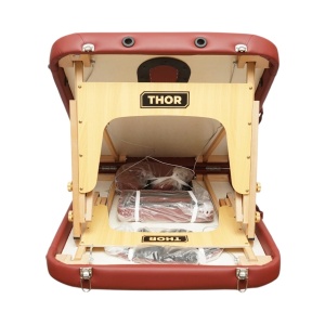 Masa de masaj pliabila portabila 2 zone, cadru lemn, spuma 5cm, inaltime 55-76cm, piele ecologica rosu burgundy 60x213cm THOR, THOR, 40TH431 - Img 5