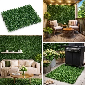 Panou gard viu artificial verde decorativ cu frunze mici 40x60x3cm, BK99235