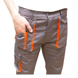 Pantaloni de lucru poliester cu bumbac 235g/m2, gri cu portocaliu marimea 50, Cod: BK77147, Brand: BRECKNER GERMANY - Img 5