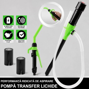 Pompa electrica transfer combustibil portabila cu baterii, debit 9 L/min, duza control flux, furtun flexibil 90cm, BK88880 - Img 6