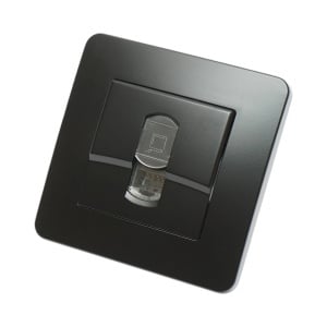 Priza internet RJ45 neagra incastrata PC 80x80mm, DISRP78