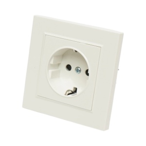 Priza schuko alba incastrata 220V, 16A, ABS 80x80mm, DISRP28