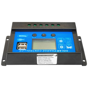 Regulator tensiune pentru panou solar 10A 12V/24V 2X port USB, Cod: 87TH472 - Img 4