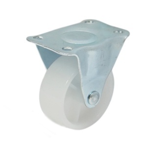 Roata fixa 50x22mm fara frana, polipropilena alba, placa otel 60x41mm 30kg, DISVF94