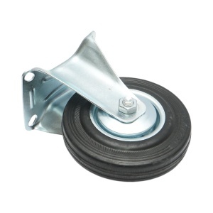 Roata fixa industriala 125x33mm fara frana, cauciuc plin negru, placa otel 100x80mm 95kg, DISVF62 - Img 5