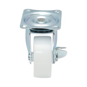 Roata pivotanta 50x22mm cu frana, polipropilena alba, placa otel 58x47mm 30kg, DISVF98 - Img 5